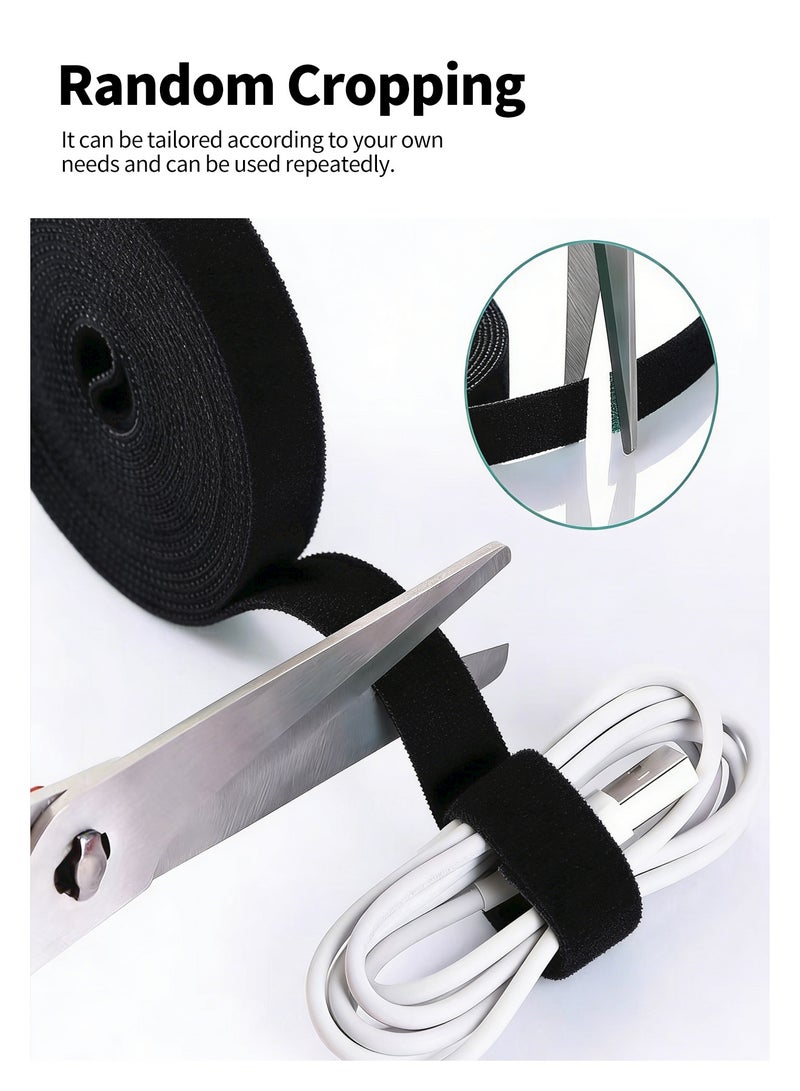 Pxnest Reusable Nylon Cable Tie Roll 10m, 14.5mm Width, Self-Adhesive Hook and Loop Cable Organizer, Black Multi-Purpose Wire Management Strap - Image 3